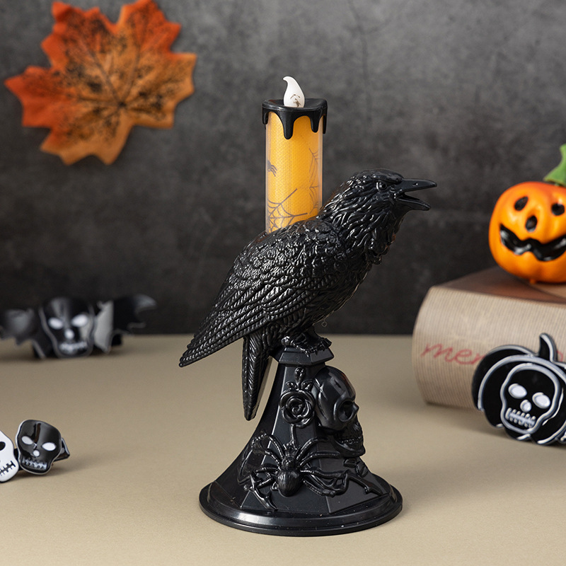 Candle Supplies Europe - Castiçal de estátua de corvo preto,