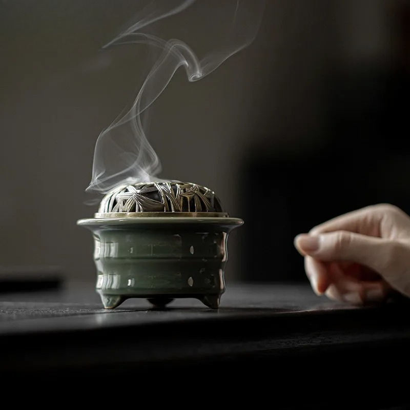 Candle Glass Supplies - Suporte para Incenso Celadon de Forno