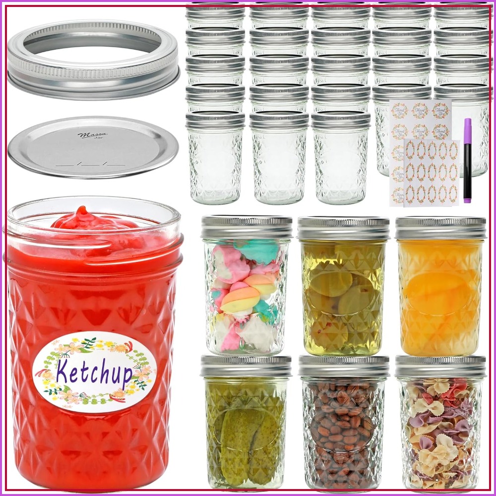 Mason Jar 8Oz - Pacote com 30 Frascos de Vidro