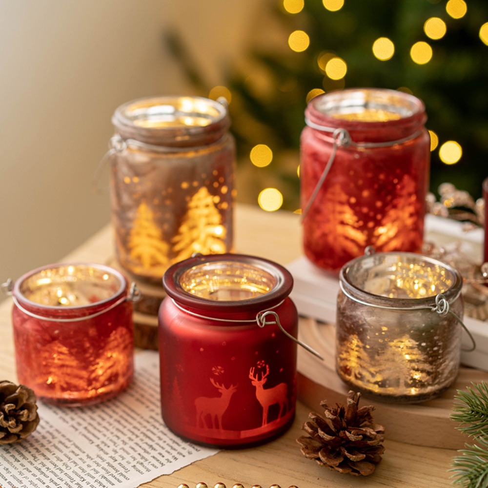 Candle Glass Supplies - Natal galvanizado castiçal de vidro vazio