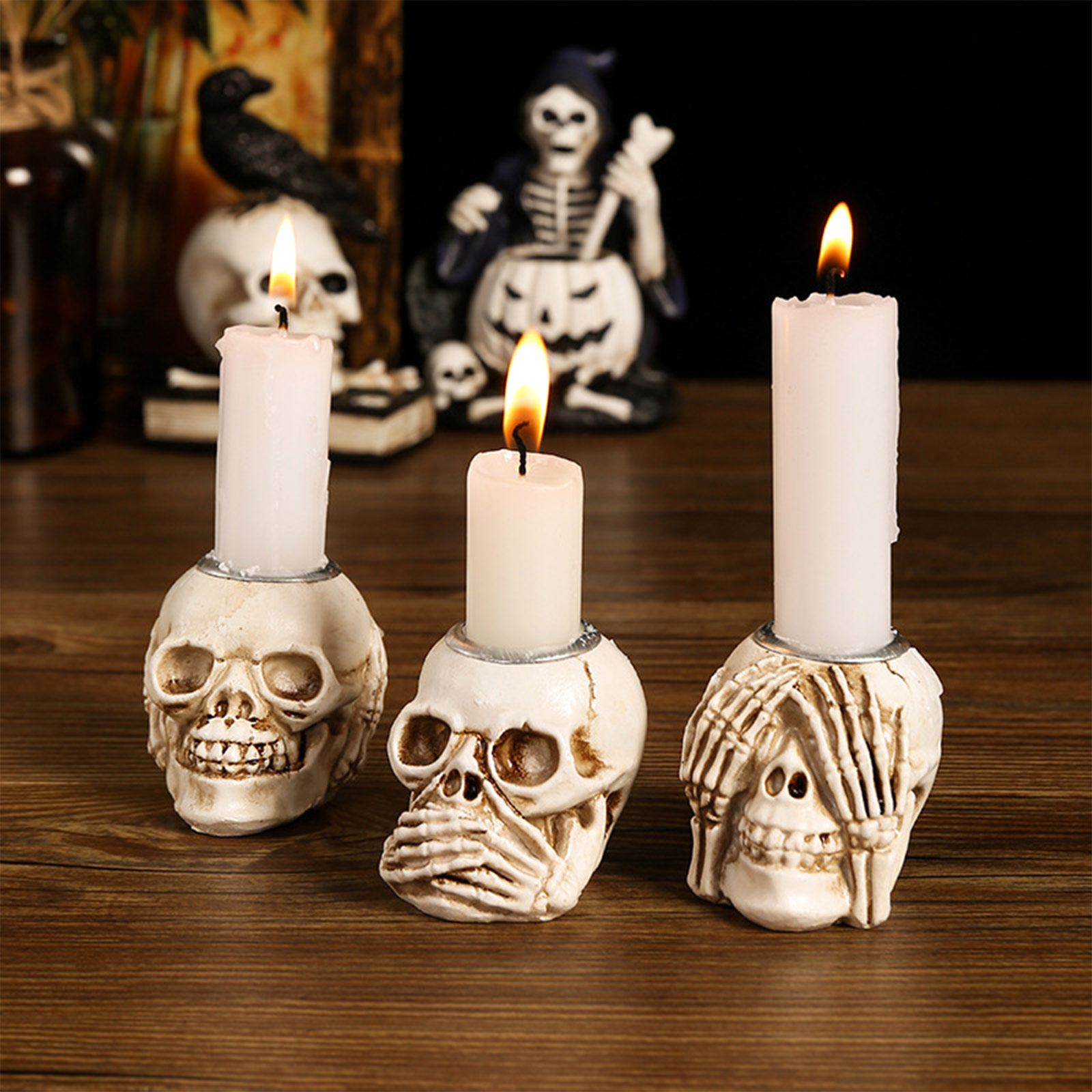 Halloween crânio castiçal crân - Candle Supplies Europe avaliação e preço