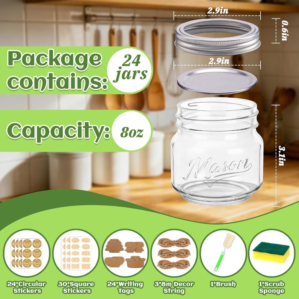 Potes Mason de 8 oz com Tampas - Mason Jar 8Oz avaliação e preço